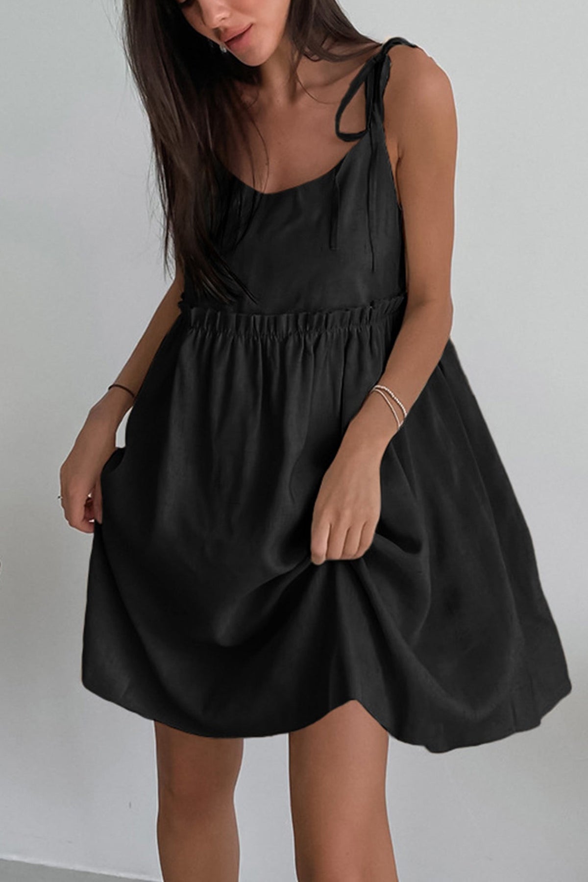 Tie-up Straps Cotton Cami Dress