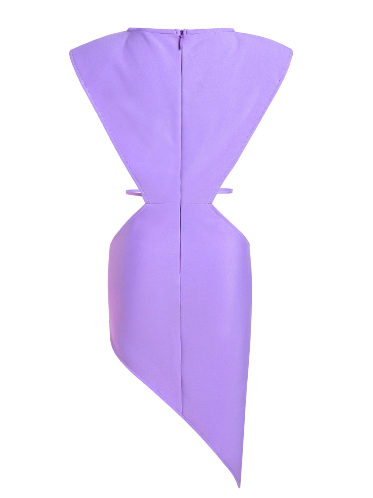 Round Neck Cap Sleeve Starfish Waist Cutout Asymmetric Hem Bandage Mini Dress