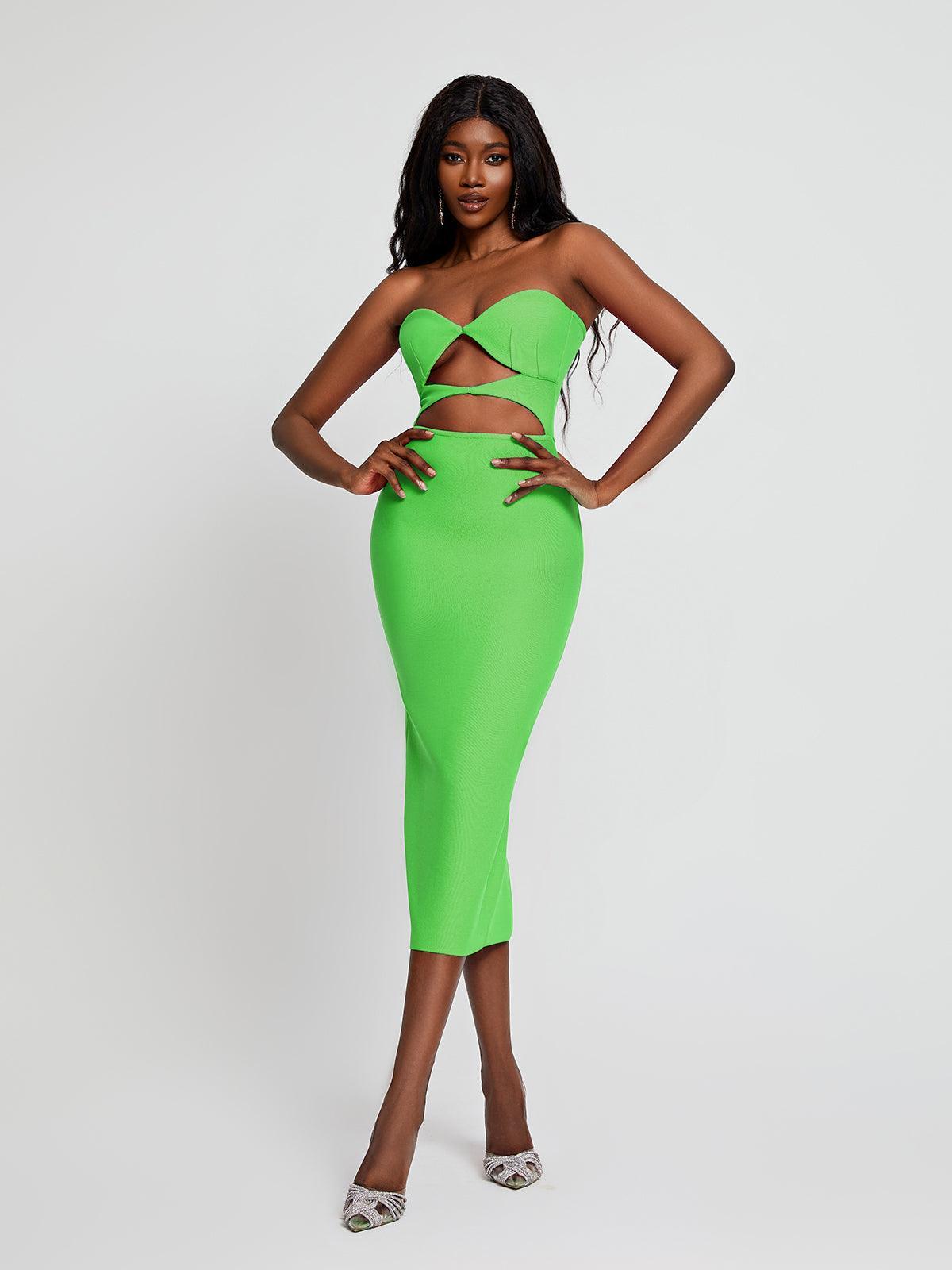 Strapless Cutout Bandage Bodycon Mini Dress