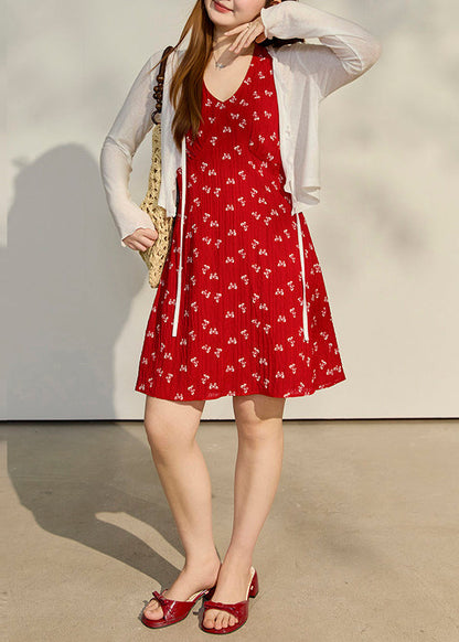 Halter Neck Smocked Ditsy Print A-Line Mini Dress