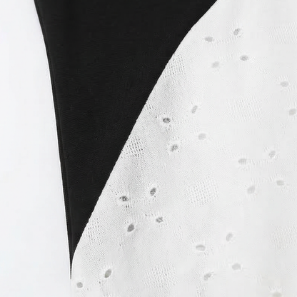 Diagonal Patchwork V-Neck Midi Dress