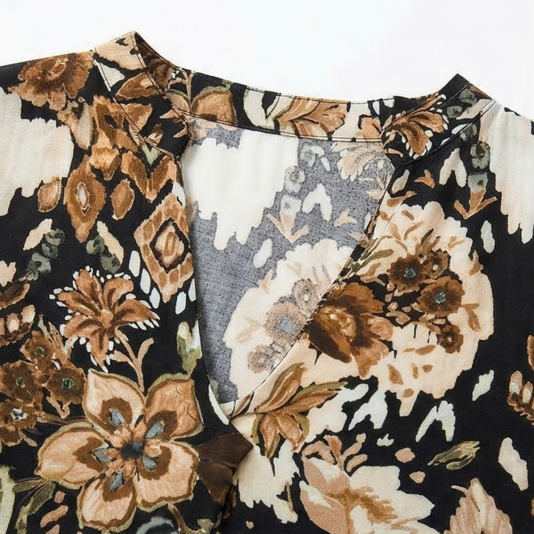 Elegant V-Neck Printed Dress