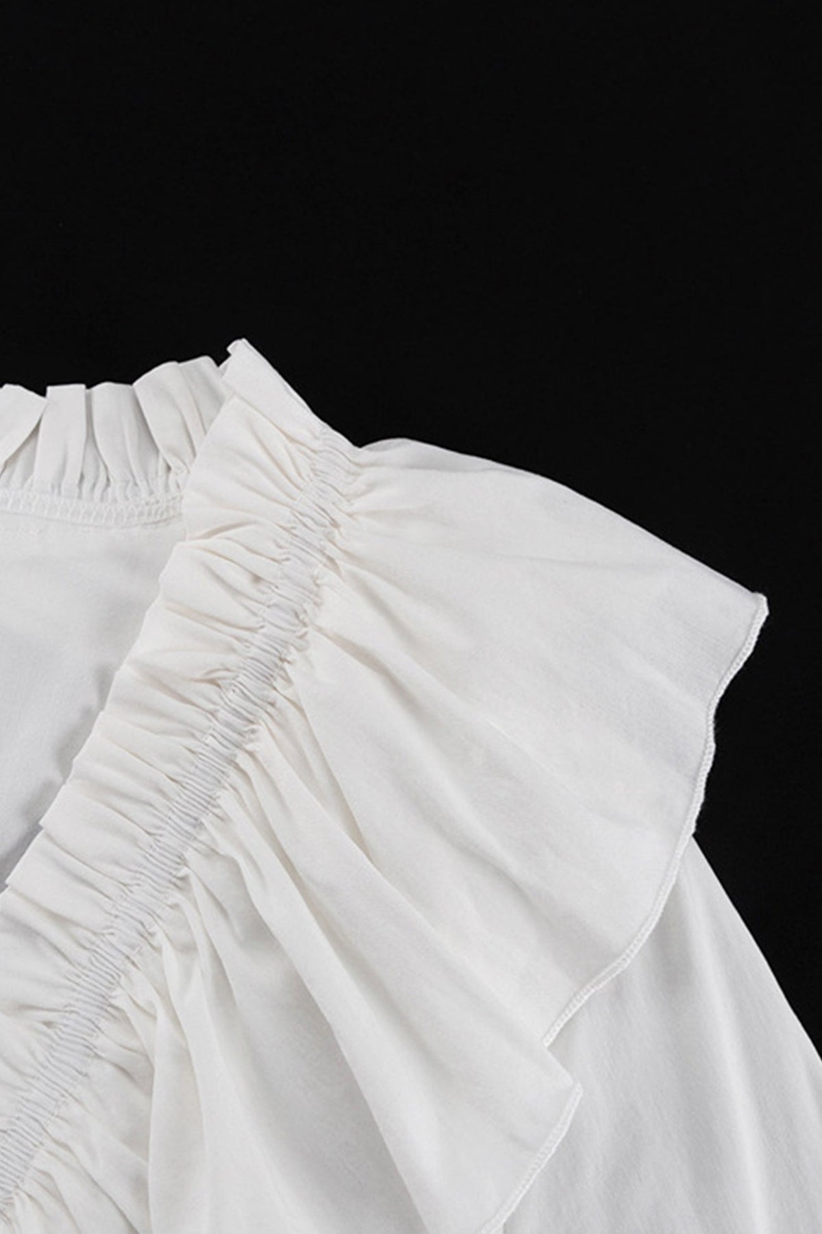 V Neck Pleated Trumpet Sleeve Ruffle Dress