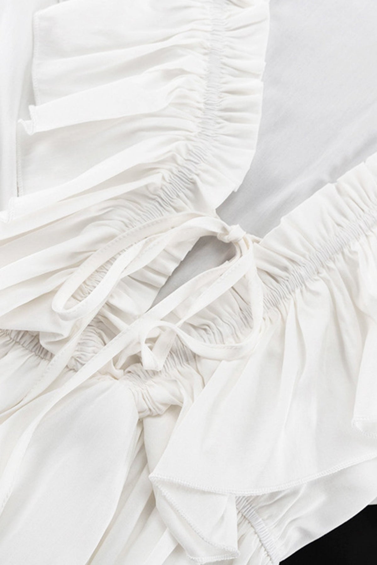 V Neck Pleated Trumpet Sleeve Ruffle Dress