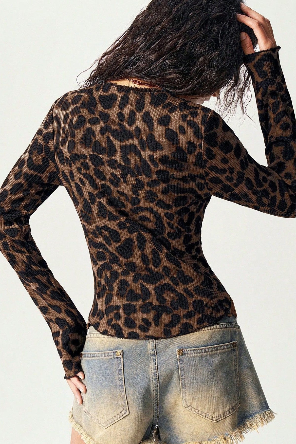 V-neck Leopard Button-up Top