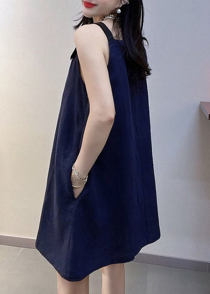 Sleeveless Round Neck Pocket A-Line Shift Mini Dress