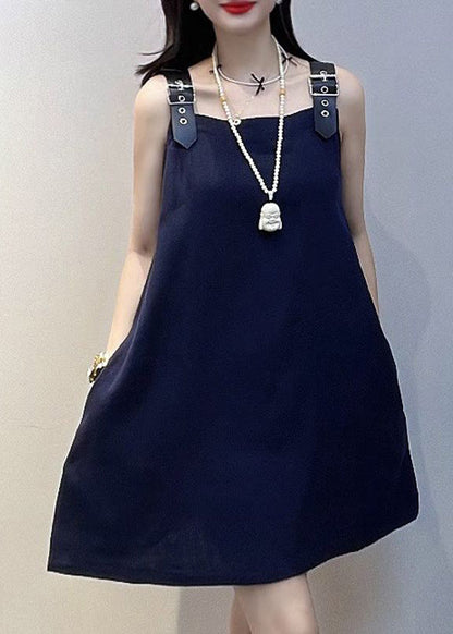 Sleeveless Round Neck Pocket A-Line Shift Mini Dress