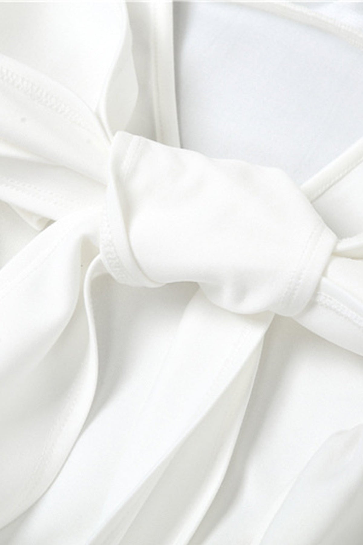 White Backless Tie-back Ruched Dress