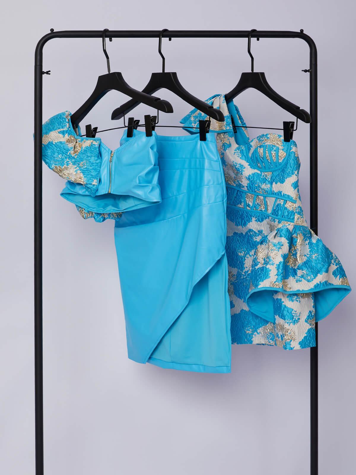 One Shoulder Structured Ruffle Jacquard Bustier Side Ruffle Mini Dress