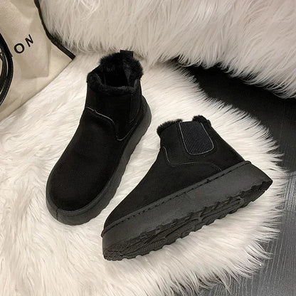 Winter Boots Women New Rubber Thick Sole Ankle Boots for Outdoor Elevated Comfort Warm Walking Cotton Shoes Fashion Snow Boot