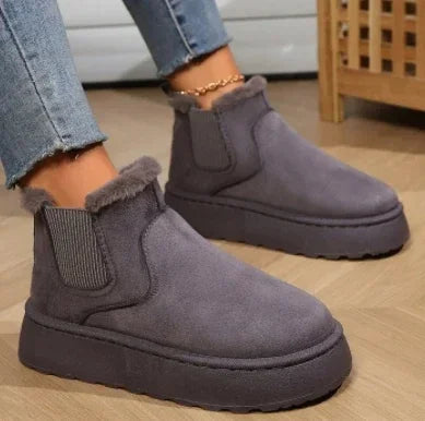 Winter Women Short Plush Warm Snow Boots Casual Shoes New Suede Fur Chelsea Ankle Boots Flats Platform Ladies Shoes Botas