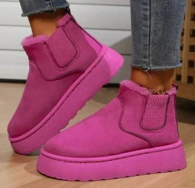 Winter Women Short Plush Warm Snow Boots Casual Shoes New Suede Fur Chelsea Ankle Boots Flats Platform Ladies Shoes Botas