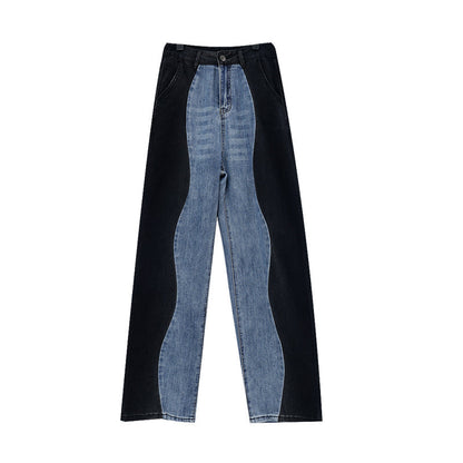 Vintage Patchwork Straight Wide Leg Jeans