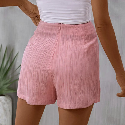 Beach Skirt Casual Zippered High Waisted Textured Short