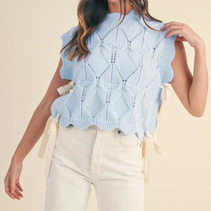 Solid Color Scalloped Trim Warm Sweater