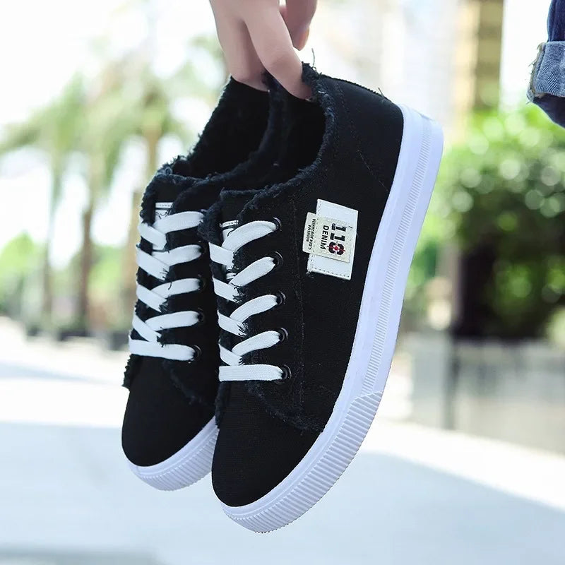 Women Spring Autumn Outdoor Walking Canvas Shoes Fall 2024 New Small White Jogging Sneakers Girls Student Sports Flat Trainer
