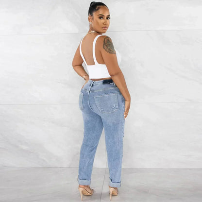 Classic Fashion Stretch Ripped Streetwear Denim Jean