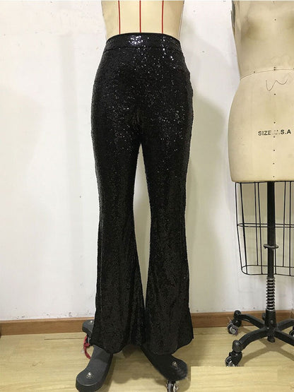Sequin Paillette High Wasit Cropped Pants