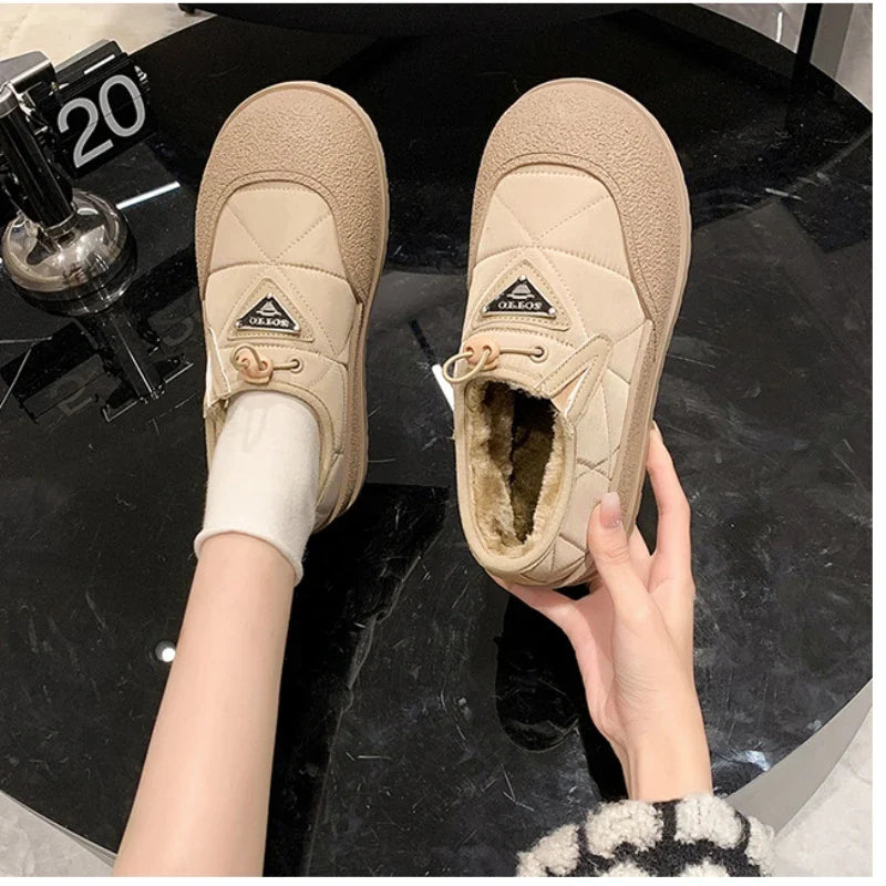 Women's Walking Shoes Snow Boots Outdoor Casual Loafers Winter New Fashion Thick Soft Soled Anti Ski Plush Warm Cotton Bootie