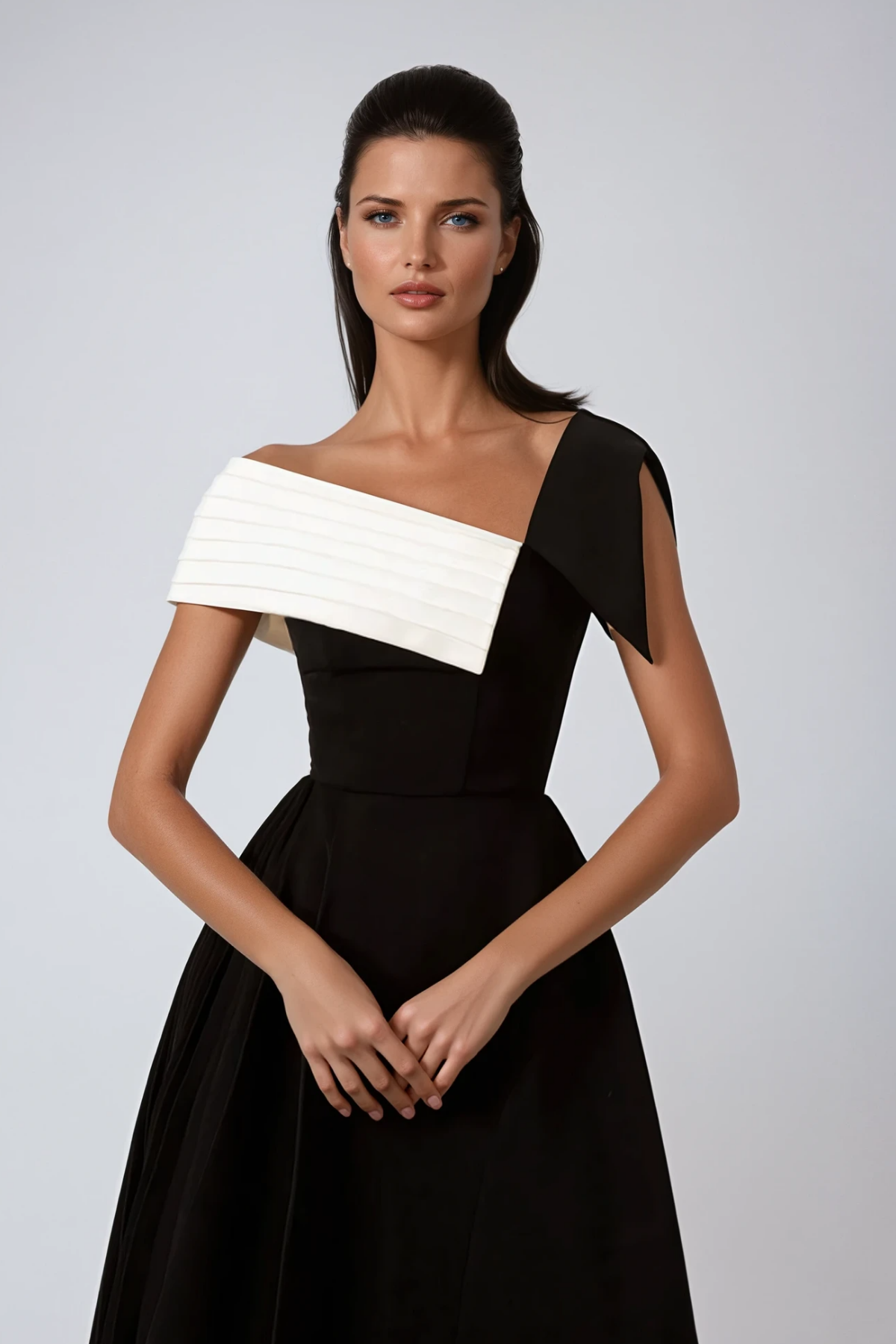 Asymmetric Lapel Midi Dress