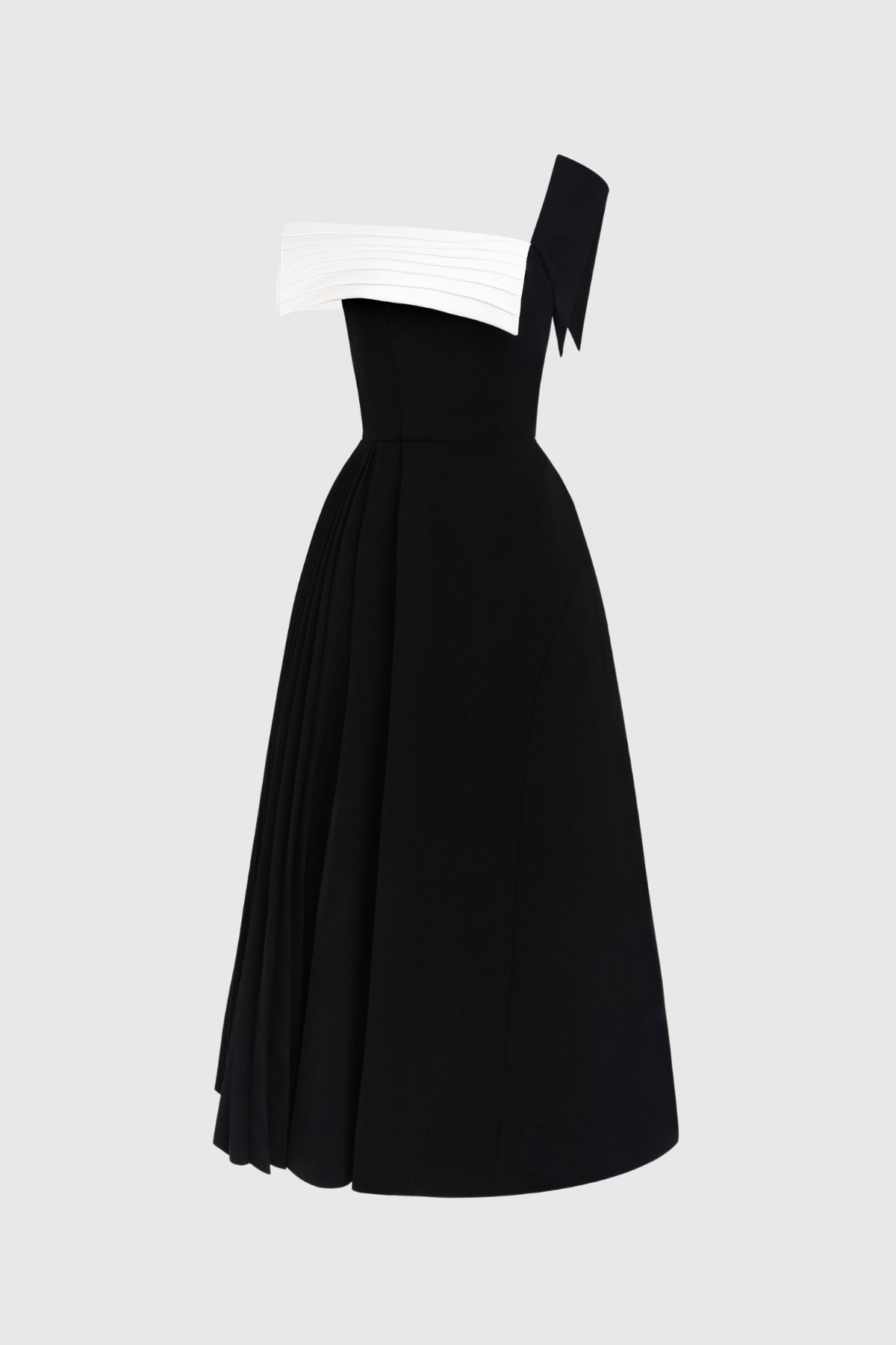 Asymmetric Lapel Midi Dress