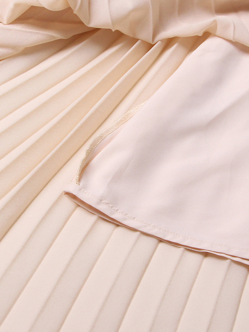 Mock Neck Grid Seam Bodice Dropped Point Waist Accordion Pleat Midi Dress