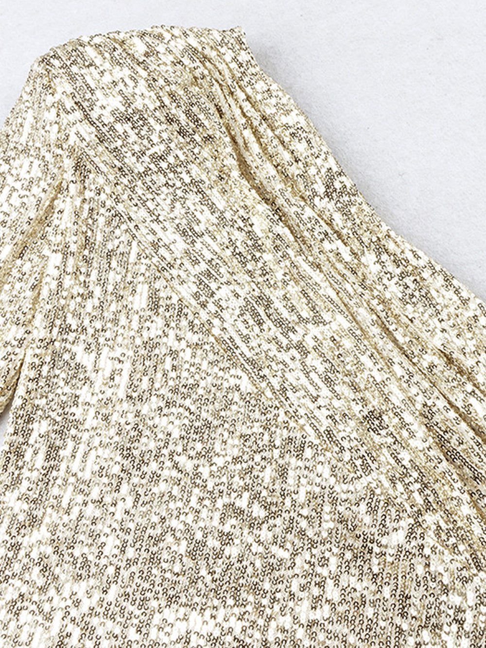 One Shoulder Long Sleeve Ruched Sequin Midi Dress