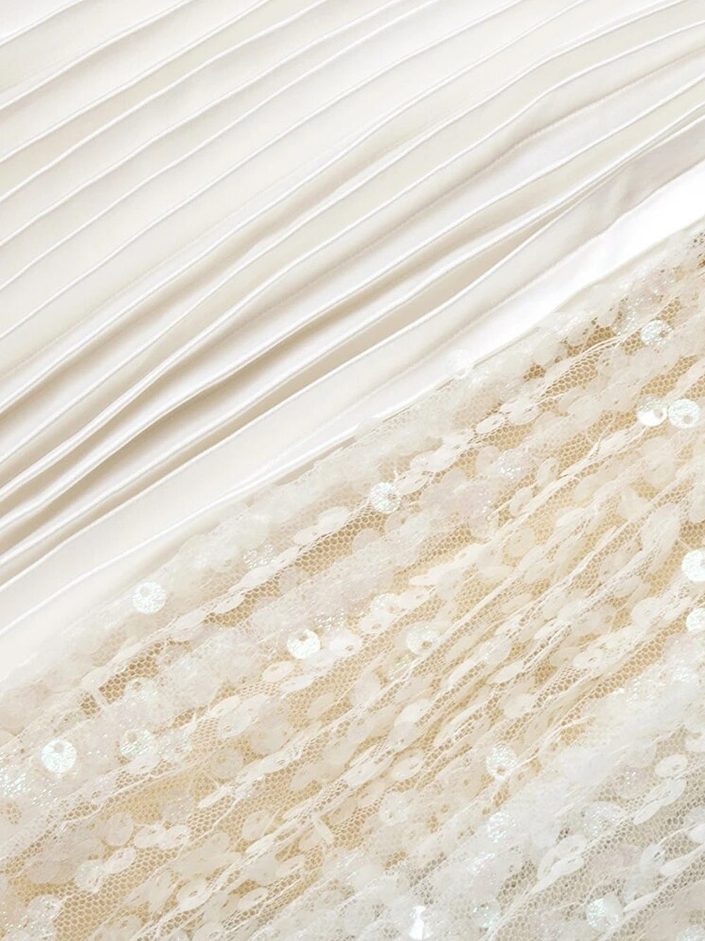 Spaghetti Strap Corset Mesh Panel Sequin Pleated Maxi Gown