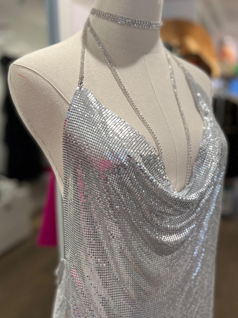 Backless Chainmail Mini Dress
