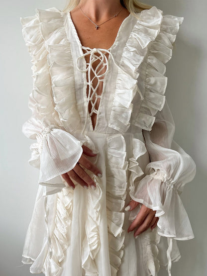 Strapless Tiered Ruffle Mini Dress