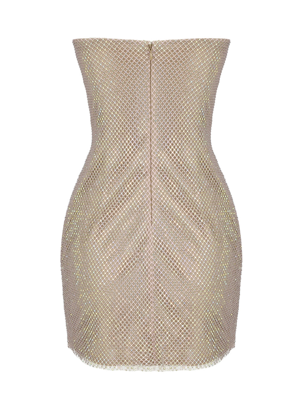 Sweetheart Corset Cage Boned Rhinestone Draped Mesh Mini Dress