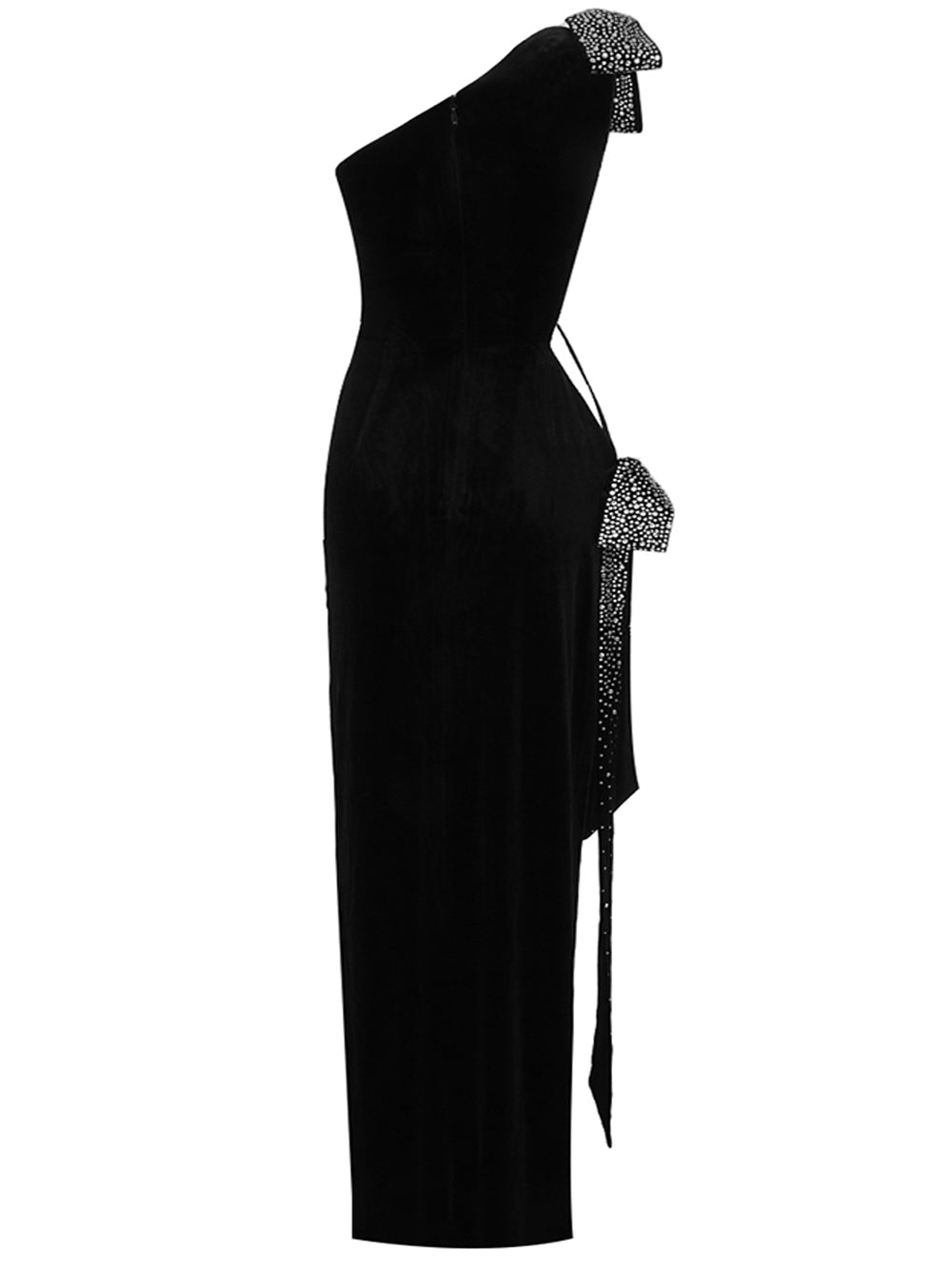Strapless Sweetheart Ruched Side Slit Satin Maxi Dress