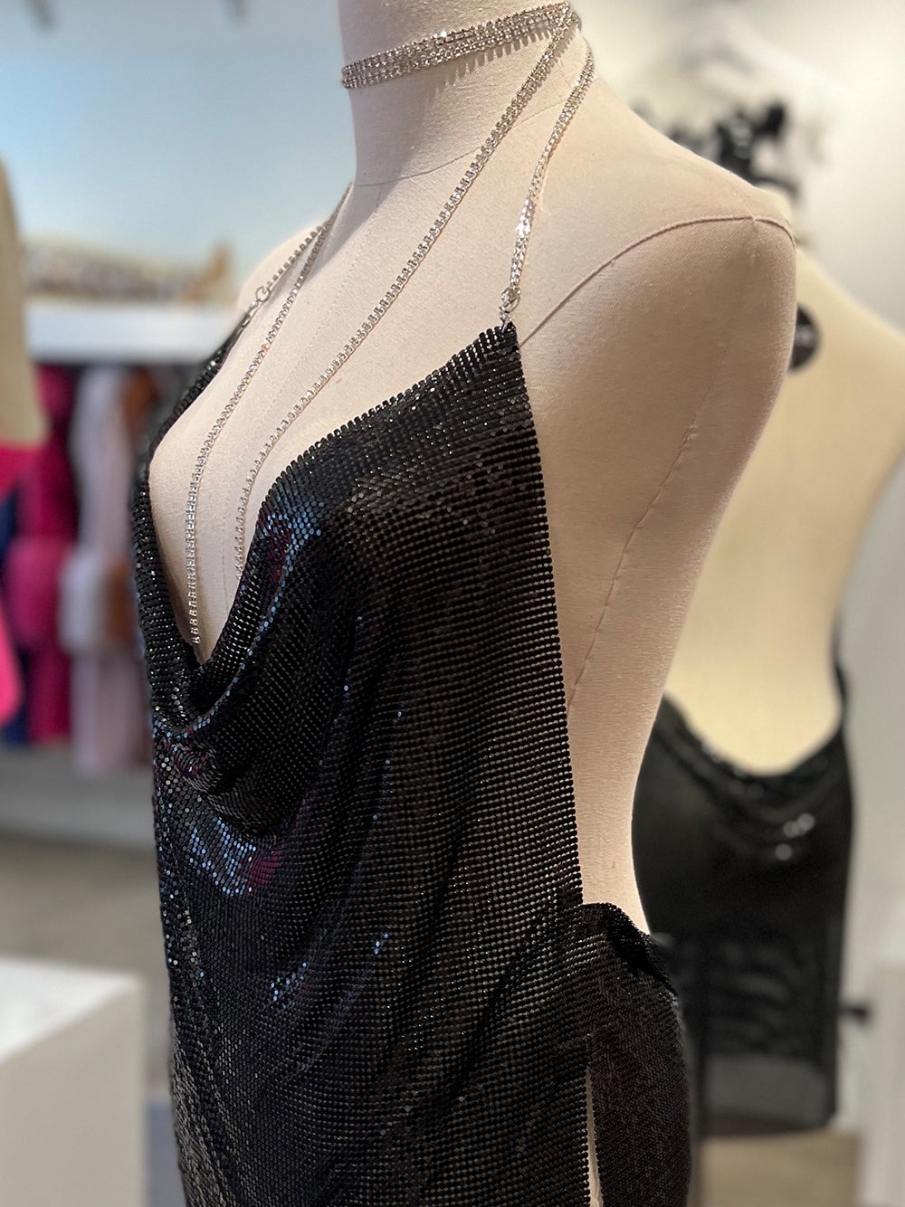 Backless Chainmail Mini Dress