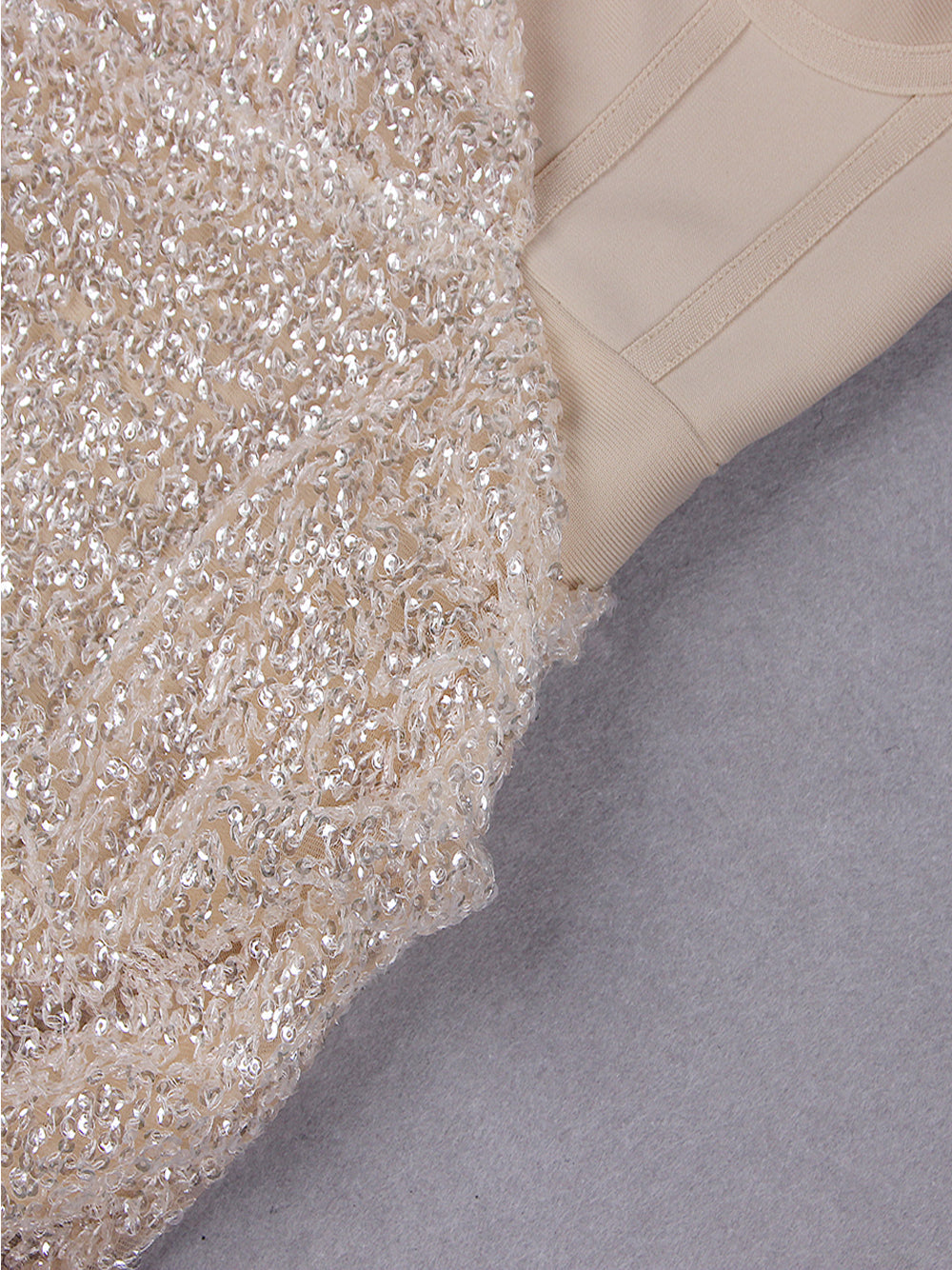 One Shoulder Single Sleeve Sequin Draped Bustier Mini Dress