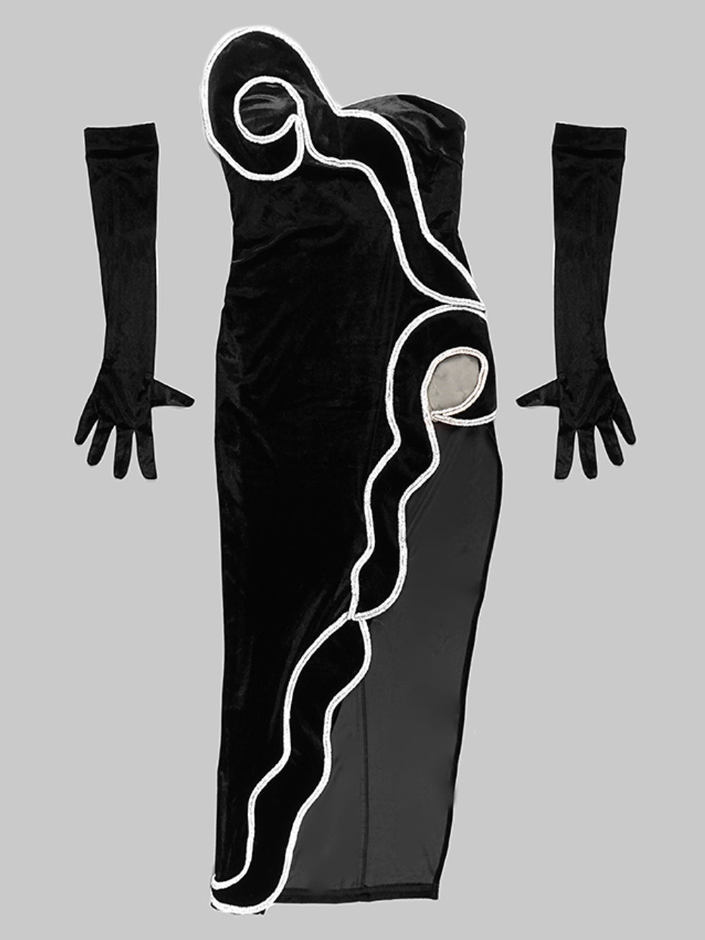 One Shoulder Draped Cutout Satin Maxi Dress