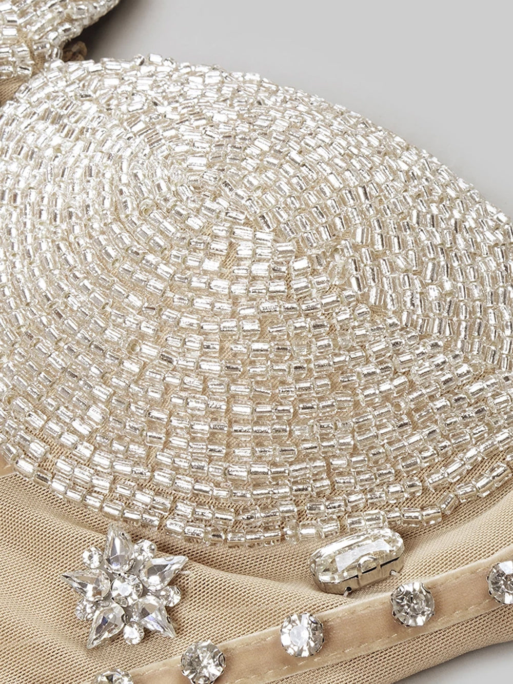 Sweetheart Rhinestone Beaded Fringe Corset Bodycon Mini Dress