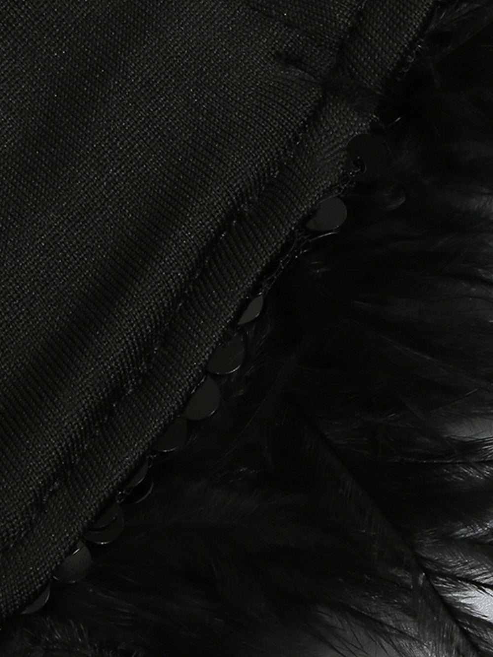 One Shoulder Long Sleeve Sequin Bodycon Feather Trim Mini Dress