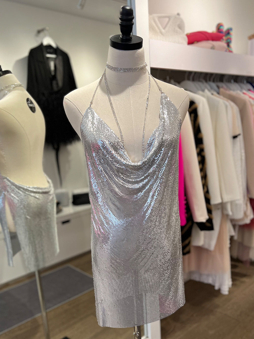 Backless Chainmail Mini Dress