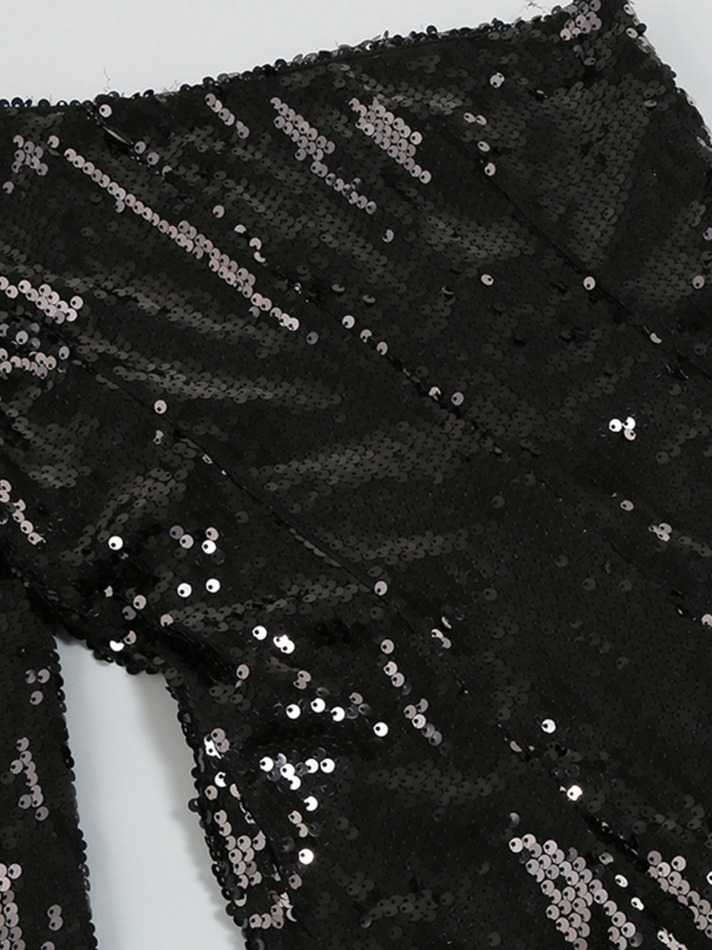 One Shoulder Long Sleeve Sequin Bodycon Feather Trim Mini Dress