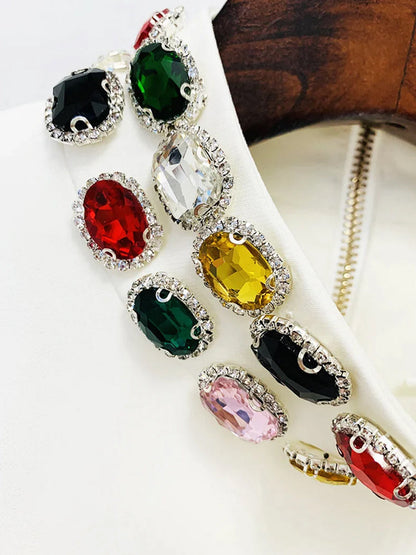 Mock Neck Multi Gem Embellished Patch Pocket Shift Mini Dress