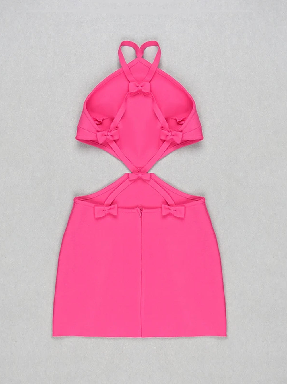 Halter Crossover Strap Diamond Bodice Side Cutout Rib Knit Mini Dress