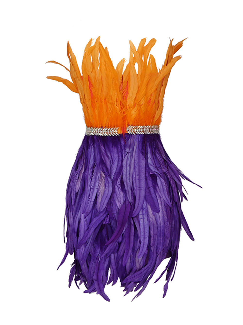 Strapless Sweetheart Sequin Feather Trim Bodycon Mini Dress