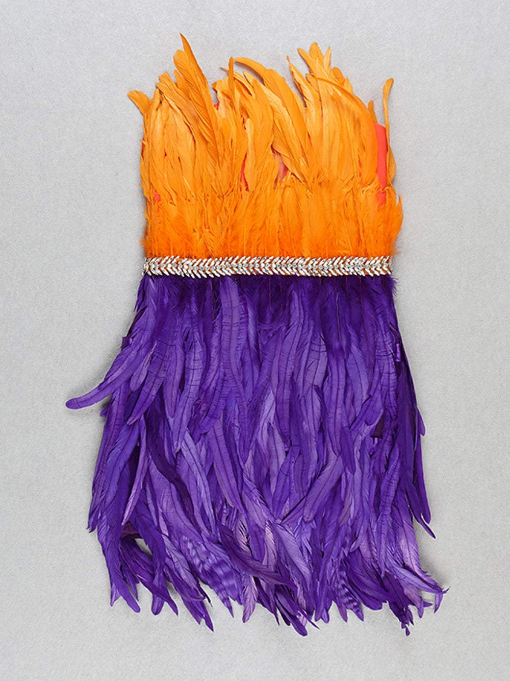 Strapless Sweetheart Sequin Feather Trim Bodycon Mini Dress