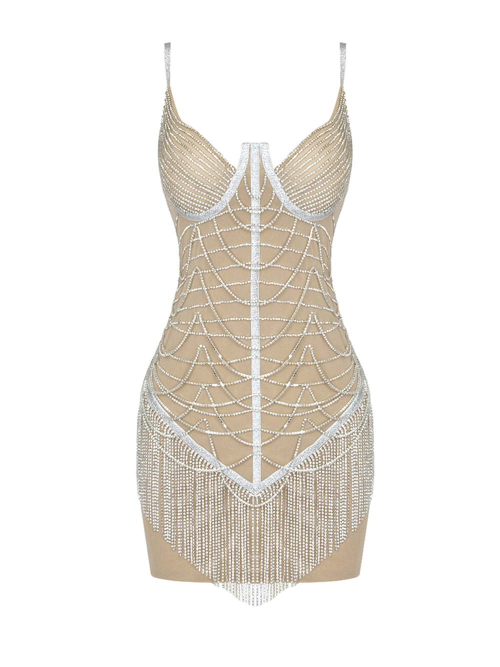 Strapless Tassel Fringe Hem Mini Dress