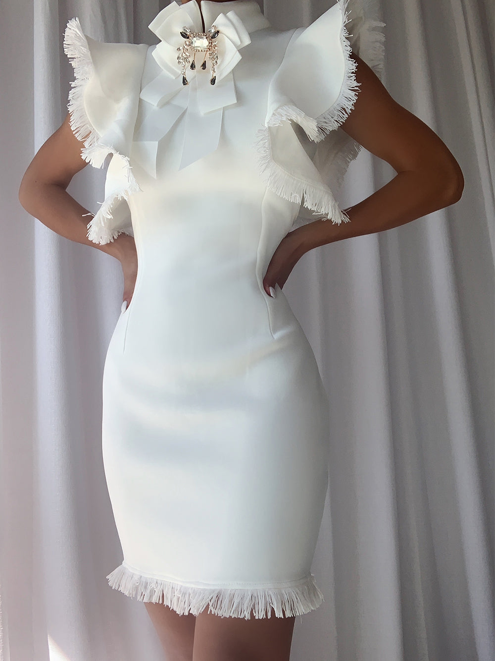 Square Neck Cutout Waist Bodycon Mini Dress 2