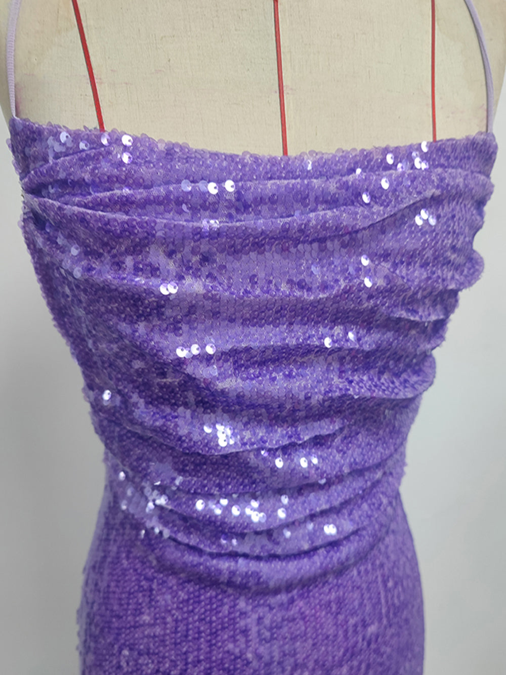 One Shoulder Sequin Draped High Slit Maxi Dress 2