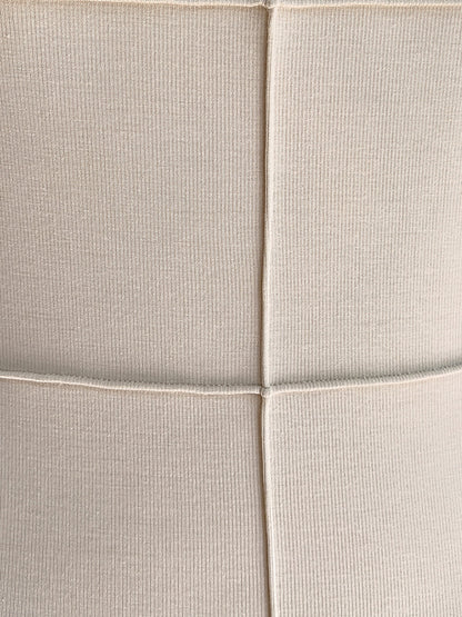 Mock Neck Grid Seam Bodice Dropped Point Waist Accordion Pleat Midi Dress