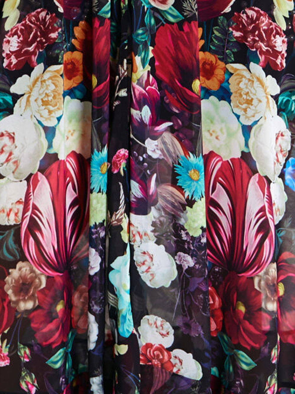 Deep V Neck Empire Waist Border Trim Button Tiered Floral Maxi Dress