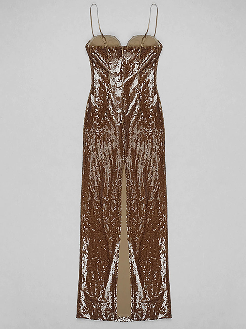 One Shoulder Draped Sequin High Slit Maxi Dress