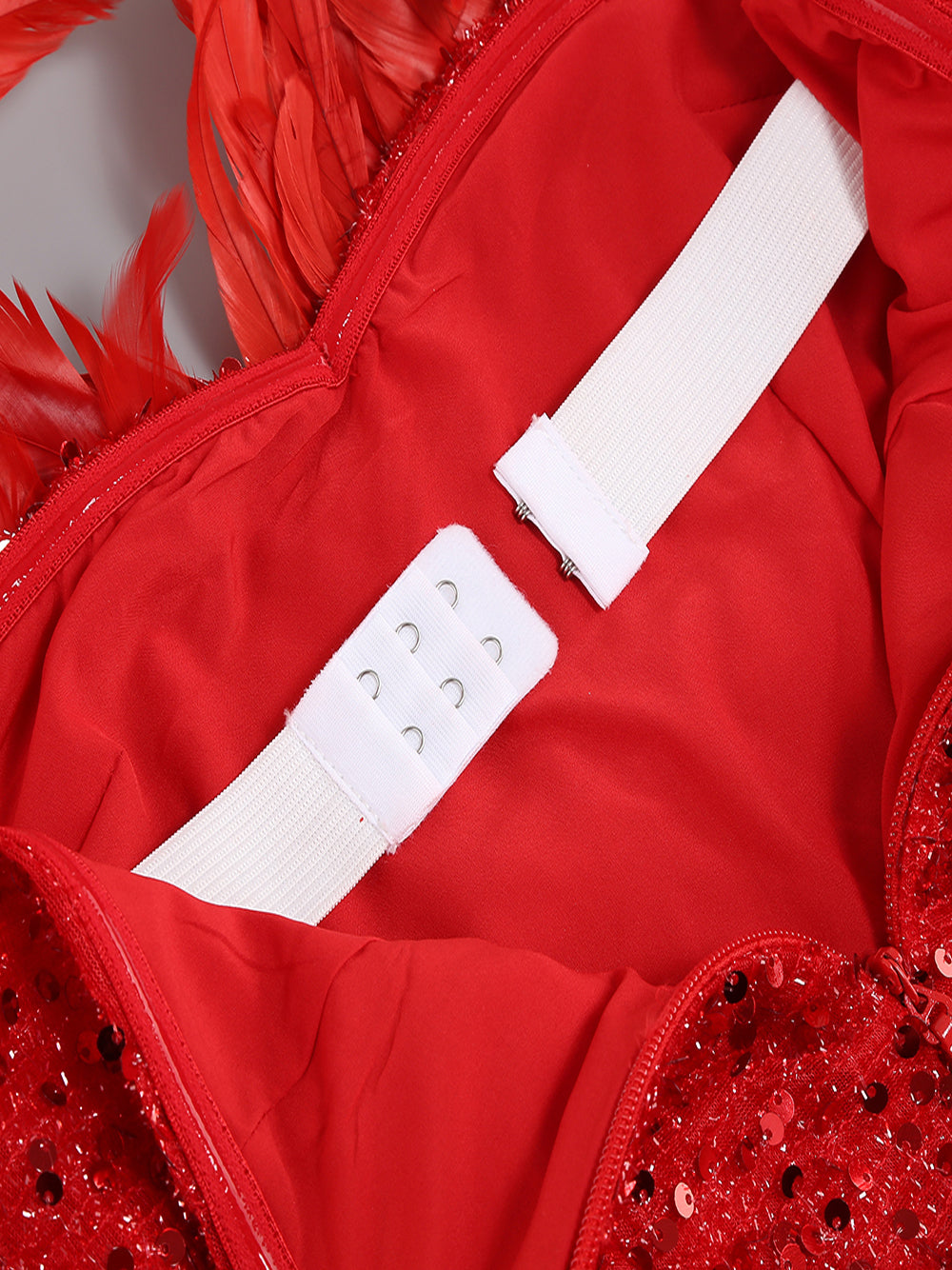 Strapless Sequin Feather Trim Bodycon Mini Dress